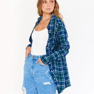 Show Me Your Mumu Women’s Perfect Plaid The Layer Shirt Size Small Blue White
